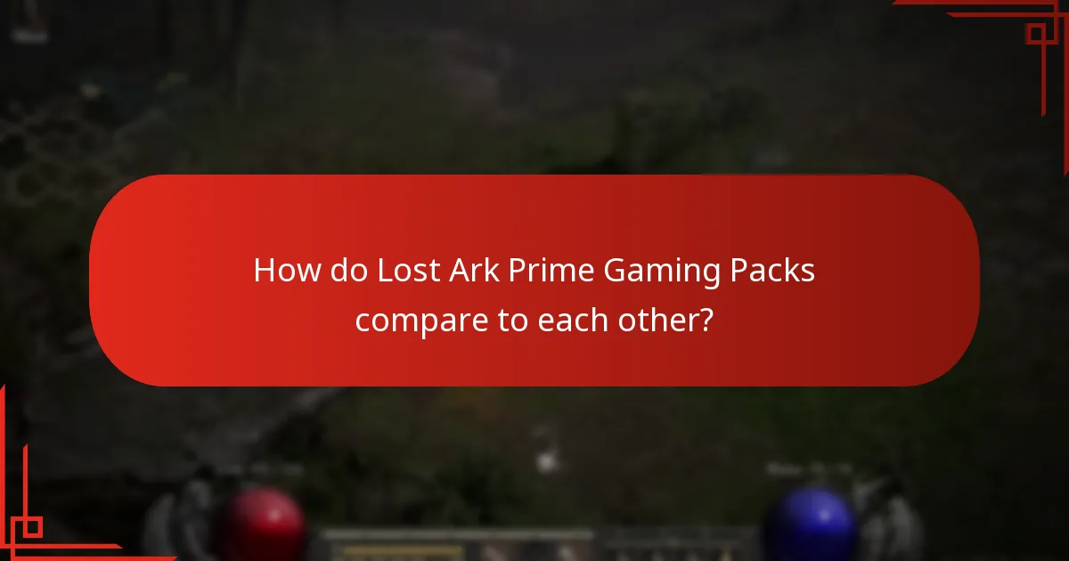 How do Lost Ark Prime Gaming Packs compare to each other?