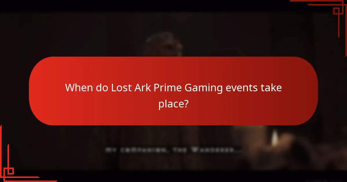 When do Lost Ark Prime Gaming events take place?